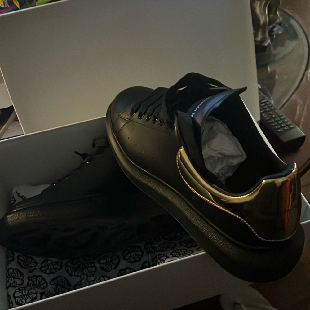 Black&Metallic Gold Alexander McQueen Sneakers. Excellent condition Original Box